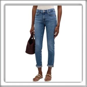 FRAME Le Garcon Tapered Ankle Cropped Boyfriend Jeans Med. Wash Mid Rise Size 32